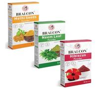 Organic Methi, Neem, Hibiscus Flower Powder Combo-300g (100g x 3 Pack)|Fenugreek/Methi Neem Leaves Powder, Hibiscus