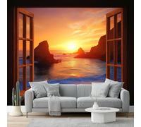 Organic Modern Canvas Feel Atmospheric Wallpaper, 200 x 140(WxH) Orange Textured Wall Paper Roll for Bedroom & Hallway, Professional Grade Feature Wall Decor, Effortless Style Transformation