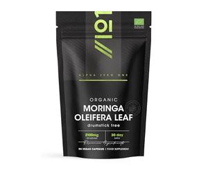 Organic Moringa 2100mg - 90 Vegan Capsules - Raw Moringa Oleifera Leaf - Rich in Vitamins, Antioxidants & Amino Acid - Resealable and Recyclable Pouch - by Alpha01