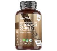 Organic Mushroom - 180 Capsules - Lion's mane mushroom, Shiitake, Reishi, Chaga