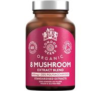 Organic Mushroom Complex 8 | Pure Fruiting Body Extracts Zero Additives | High Strength 30% Extract of Lion's Mane, Reishi, Cordyceps, Chaga, Shiitake, Tremella, Maitake & Oyster | 60 Vegan Capsules