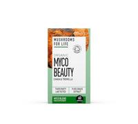 Organic Myco Beauty Tremella + Chaga Mushroom Super Blend (6 Mushroom Blend)| 60 Caps or 60g Powder - Mushroom Superfood Supplement - Pure Grade Extracts, No Binders (60 Caps)