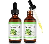 Organic Neem Oil for Skin, 100% Pure Natural Cold Pressed Neem Oil, for Skin Natural Soothing Oi-l, Nourishes the Ski-n and Hair, Reduces Fine Lines (2PC)