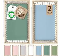 Organic Next2me Sheets Compatible with Many &Tutti bambini Cribs - GOTS Organic Cotton - Cozy & Thick 190GSM Next To Me Crib Sheets - 51x85 / 50x80 / 52x83 for Maxi Cosi Iora Cozee Bedside Mattress