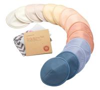Organic Nursing Pads - 14 Washable Viscose Derived from Bamboo Breastfeeding Pads, Wash Bag, Reusable Breast Pads for Breastfeeding, Nipple Pads for Breastfeeding Essentials (Sweetheart, L 4.8")