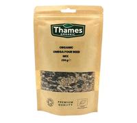Organic Omega Four Seed Mix -250g- Pumpkin, Sunflower, Sesame, Flax - No Additives, No Preservatives, High Fibre, High Protein, Raw Whole Seeds, Vegan, GMO Free, Certified Organic - Thames Organic