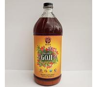 Organic Only GOJI Fruit Juice 100% Pure Puree 32oz (1qt) GLASS Bottle - The Happy Berry Vitamin Rich Super Juice Traditionally Prepared - 30g Goji Superfruit Per Serving - Gluten-Free & Vegan