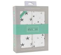 Organic Pack n Play Sheet - Portable Mini Crib Sheet 2 Pack 100% GOTS Certified Organic Jersey Cotton Knit Grey for Baby Girl or Baby Boy by Ely's & Co. (Grey Stars)
