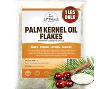 ORGANIC PALM KERNEL OIL FLAKES (1 lbs / 16 oz) Non-GMO; Premium Cosmetic Grade Palm Kernel Oil Flakes for Soap Making, Creams, Lotions & Candle Making | 1 POUND