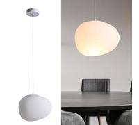 Organic Pebble Shaped Pendant Light, White Opal Glass Hanging Lamp, Minimalist Modern Design for Kitchen Island, Dining Room, Living Room, Bedroom