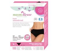 Organic Period Briefs, Washable and Reusable, Made of Organic Cotton, Black, Masmi Reuse (XL = 110-118 cm Hip Circumference)