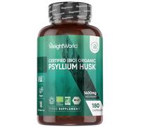 Organic Psyllium Husk 1400mg - Natural Soluble Fibre - Soil Association Certified - 180 Capsules - 3 Months Supply - Gluten-Free & Vegan Psyllium Husk Powder Capsules - Prebiotic Supplement