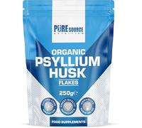 Organic Psyllium Husk Whole 250g - 99% Purity Husks Flakes Soluble Natural Fibre for Baking Drinks Gut Laxatives Constipation Relief Digestive Aid Isabgol Ispaghol by Pure Source Nutrition