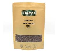 Organic Raw Cacao Nibs-Certified Organic, Non-GMO, Vegan, No Additives, No Preservatives, Resealable Bag by Thames Organic 500g