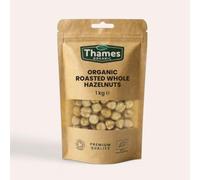 Organic Roasted Hazelnuts 1kg - Whole Hazelnuts, No Additives or Preservatives - Vegan, GMO-Free, Certified Organic - Delicious and Nutritious Snack - Thames Organic