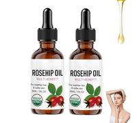 Organic Rosehip Oil for Face, Cold Pressed Face Oil, Multi Purposes Rosehip Seed Oil Organic, Improving the Appearance of Uneven Skin Tone, Supporting Skin Elasticity, for Hair, Nails, and Body (2PC)