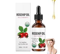 Organic Rosehip Oil for Face, Cold Pressed Face Oil, Multi Purposes Rosehip Seed Oil Organic, Improving the Appearance of Uneven Skin Tone, Supporting Skin Elasticity, for Hair, Nails, and Body (1PC)