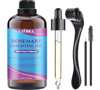 Organic Rosemary Oil for Hair Growth,100% Pure Undiluted Rosemary Essential Oil w/Hair Roller for Scalp & Skin Care,Non-Greesy Hair Growth Oil Serum Hair Loss Treatment for Women Men Eyebrow Eyelash