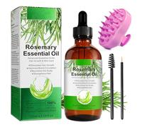 Organic Rosemary Oil for Hair Growth 120ml with Scalp Massager, 100% Pure Rosemary Essential Oil for Eyelashs, Eyebrows, Face, Skin Care, Body Massage, Nourishes The Scalp, Improve Blood Circulation