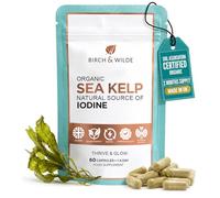Organic Sea Kelp Capsules with Iodine - Vegan Sea Kelp for Hair, Skin, Nails, Cognitive Process & Thyroid Support - Soy, Sugar, Gluten Free & Lactose Free Supplements - 60 Count Refill, Birch & Wilde