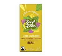 Organic Seed & Bean Company | 58% Dark Choc,Lemon & Cardamon | 2 x 8 x 85g (UK)