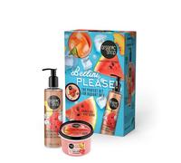 Organic Shop Bellini, please! Hydro Recipe Sweet & Juicy Body Care Duo with Hydrating Watermelon & Peach Shower Gel & Body Scrub, 280ml/100ml