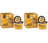 Organic Shop Glow & Celebrate Golden Beauty Set with Golden Shine Body Scrub Strawberry Sparkle & Shimmering Body Cream Strawberry Madness 250ml/100ml (Pack of 2)