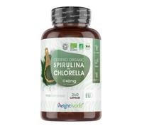 Organic Spirulina and Chlorella - 1500mg. 180 Capsules by WeightWorld