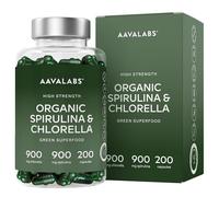 Organic Spirulina and Chlorella Capsules - 1800mg per Serving | Broken Cell Wall - Spirulina Powder and Chlorella Powder - 200 Capsules - Vegan