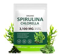 Organic Spirulina Capsules - 3100MG Per Serving, Spirulina Chlorella Powder Supplement, Green Algae Supplement Rich in Chlorophyll, Vegan & High Protein Non GMO, 300 Capsules