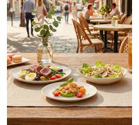 Organic tableware set Elegant White Ceramic Plates and Bowls, Modern Dining Collection for Everyday Use and Special Occasions 3pcs set: 10.5"dinner plate*1pc soup plate*1pc 6"salad bowl*1pc