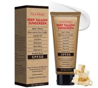 Organic Tallow Sunscreen SPF 50+, Zinc Oxide Sunscreen for Face & Body, Beef Tallow & Mineral Sun Screen SPF 50 Moisturiser, Sunblock Non-Greasy for Outdoor, Anti White Cast Tallows UV Protection,100G