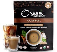 Organic Traditions Focus Fuel Mushroom Coffee, 100% Organic Instant Mushroom Coffee with Lion's Mane, Adaptogens & MCT, 95mg of caffeine per cup, 280 gr/10oz Bag