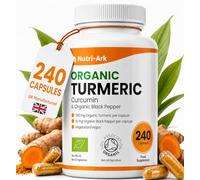 Organic Turmeric and Black Pepper Capsules 700 mg - High Strength Tumeric Supplement - 240 Vegan Turmeric Capsules (8-Month Supply) - Tumeric Curcumin with Organic - Manufactured in the UK