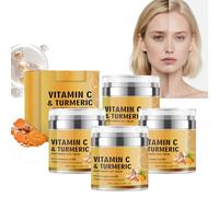 Organic Turmeric and Vitamin C Face Cream, Moisturizer for Hydration, Anti-Aging and Glow - Firming Cream for Normal, Evens Tone, Reduces Wrinkles & Fine Lines - Deeply Nourishing and Repairing (4PCS)