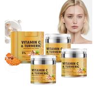 Organic Turmeric and Vitamin C Face Cream, Moisturizer for Hydration, Anti-Aging and Glow - Firming Cream for Normal, Evens Tone, Reduces Wrinkles & Fine Lines - Deeply Nourishing and Repairing (3PCS)