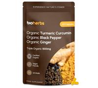 Organic Turmeric Capsules 1500mg with Black Pepper & Ginger | High Strength Turmeric Supplement by BioHerbs | 120 Capsules (2-Month Supply)