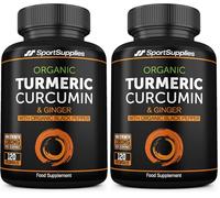 Organic Turmeric Capsules High Strength and Black Pepper with Active Curcumin with Ginger 1380mg - Advanced Tumeric - Each 120 Veg Capsule is Organic (2 Capsules per Serving) (Pack of 2)