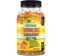 Organic Turmeric Curcumin 2130mg with Organic Ginger and Organic Black Pepper - 180 Vegan Capsules (6 Month Supply) - High Strength Tumeric Supplement