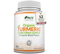 Organic Turmeric Curcumin and Black Pepper 600mg - 365 Vegan Capsules - 1 Year Supply - Soil Association Certified - High Strength Tumeric Supplement