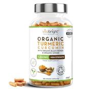 Turmeric and Black Pepper Capsules | 1440mg Dose | 180 Tablets | 3 Month Supply | 2 A Day | Herbal Supplements | High Strength Curcumin | VitaBright Organic Tumeric Supplement