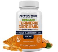 Organic Turmeric Curcumin High Strength and Black Pepper with Ginger 120 Veg Capsules 2130MG Advanced Turmeric with Active Ingredient Curcumin Organic