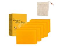 Organic Turmeric Soap Bar for Face Body Natural Skin Brightening Moisturizing, Fades Dark Spots & Scars, Gentle Cleanser for Sensitive Skin with Vitamin C, Handmade Ginger-Turmeric Blend (3PCS)
