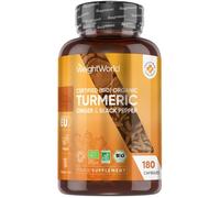 Organic Turmeric with Ginger & Black Pepper 180 Capsules WeightWorld UK
