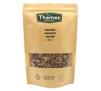 Organic Walnuts Halves - High Fibre, High Protein, Raw, Vegan, GMO Free, Certified Organic, No Additives or Preservatives - Perfect for Snacking or Baking - Thames Organic 1kg