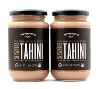 Organic Whole Sesame Tahini Paste - Unhulled & Stone-Ground - Silky Smooth Texture in Hummus, Dips, Dressings - Unsalted, Nut-Free, Kosher, Paleo, Keto 330g Glass Jar (2-Pack) Pepperwood Organics