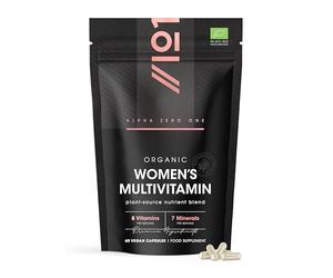 Organic Women's Multivitamins and Minerals - 100% Plant Based - 15 Organic Vitamins & Minerals - 60 Vegan Capsules - Resealable and Recyclable Pouch by Alpha01