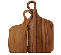 Organic Wood Cutting Board - Valentine Couple Chopping Board Set of 2 - Kitchen Acacia Cutting Boards with Handles Butcher Block Cheese Vegetables Fruit Salad