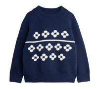 Organic Wool and Cotton Flower Sweater Navy blue 3/5 years