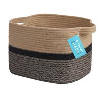 OrganiHaus Baby Storage Basket, Bathroom Storage Basket, Cotton Rope Basket for Baby Room Decoration, Storage Basket for Books and Toys 35 x 23 cm, Black/Honey